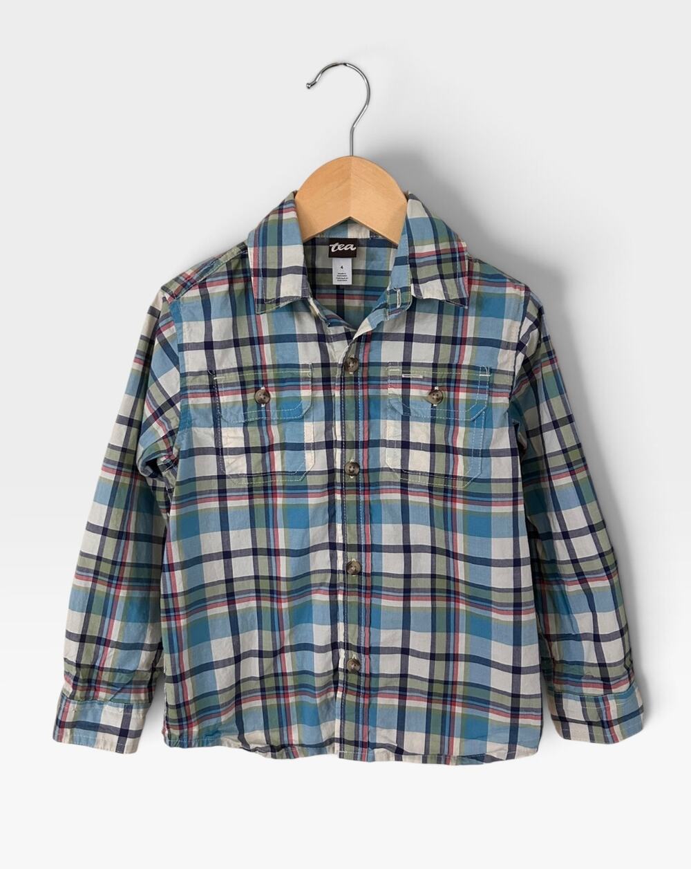 Tea Collection Plaid Poplin Shirt, Size 4